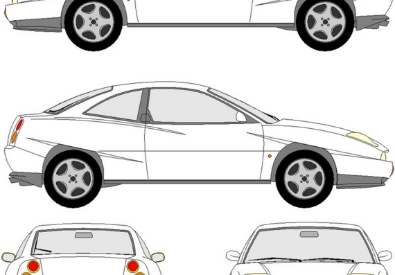 Fiat Coupe (Fiat Coupet) are drawings of the car
